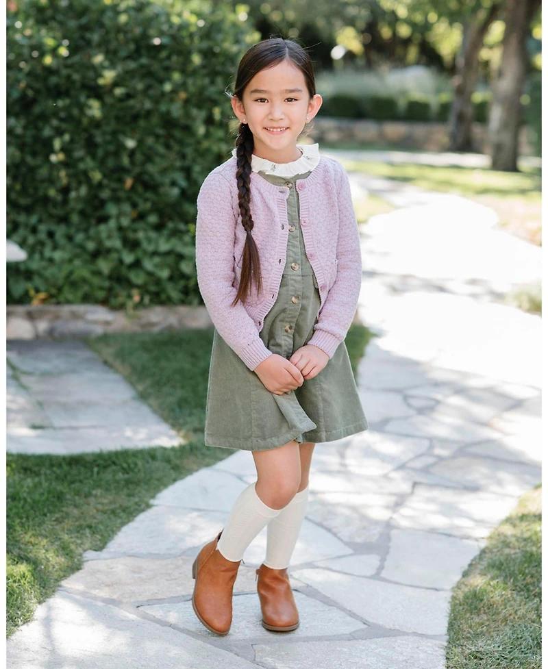 Hope & Henry Little and Big Girls' Organic Corduroy Button Front Jumper