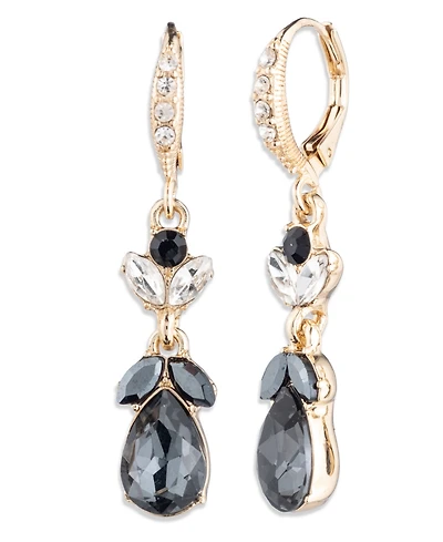 Givenchy Glass Stone Gold-Tone Jet Drama Double Drop Earrings