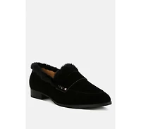Allie Fur Trim Suede Loafers