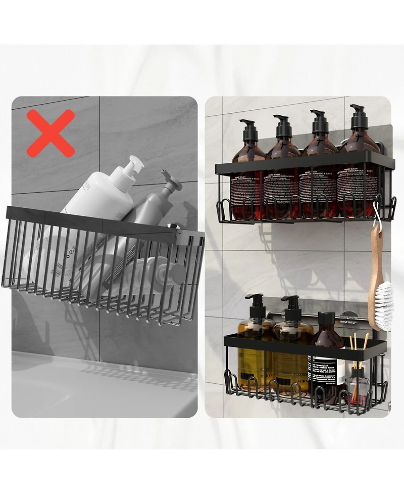 Cheer Collection 5-Pack Stainless Steel Shower Caddy – Self-Draining, Heavy-Duty Wall Organizer