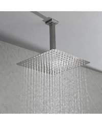 Rainsken 12" Shower Head System Ceiling Mounted Shower, Modern 2-Setting Square Shower System, Rainfall Shower Faucet Set Brushed