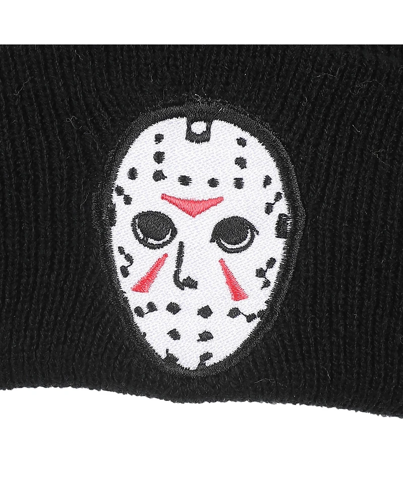 Friday the 13th Men's Jason Mask Embroidery On Acrylic Knit Standard Cuff Beanie