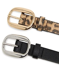 Steve Madden Women's 2 Piece Leopard and Textured Belt