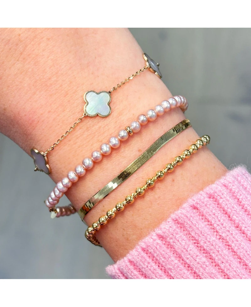 The Lovery Pink Pearl Round Bead Bracelet 14K Gold