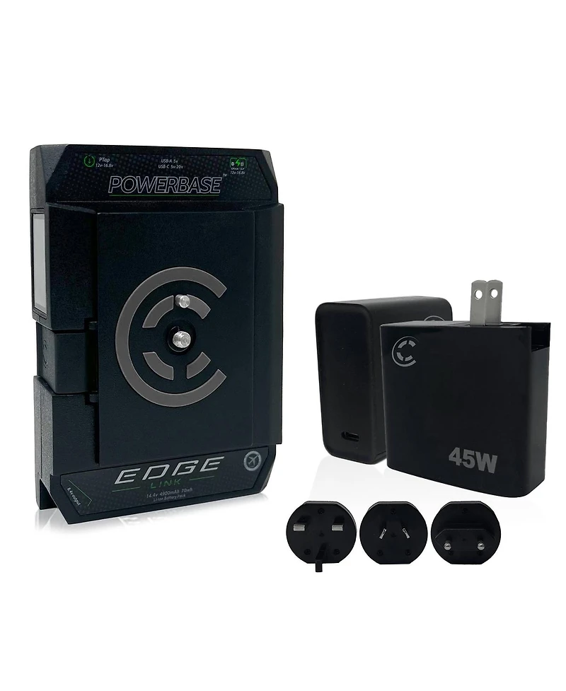 Core Swx PowerBase Edge Link 70Wh 14.8V Small Form Cine V-Mount Li-Ion Battery Pack with 45W Usb-c Pd Wall Charger