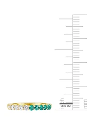 Macy's Lab-Grown Emerald (5/8 ct. t.w.) and Lab-Grown White Sapphire (1 ct. t.w.) Band Ring in 14K Gold Over Sterling Silver