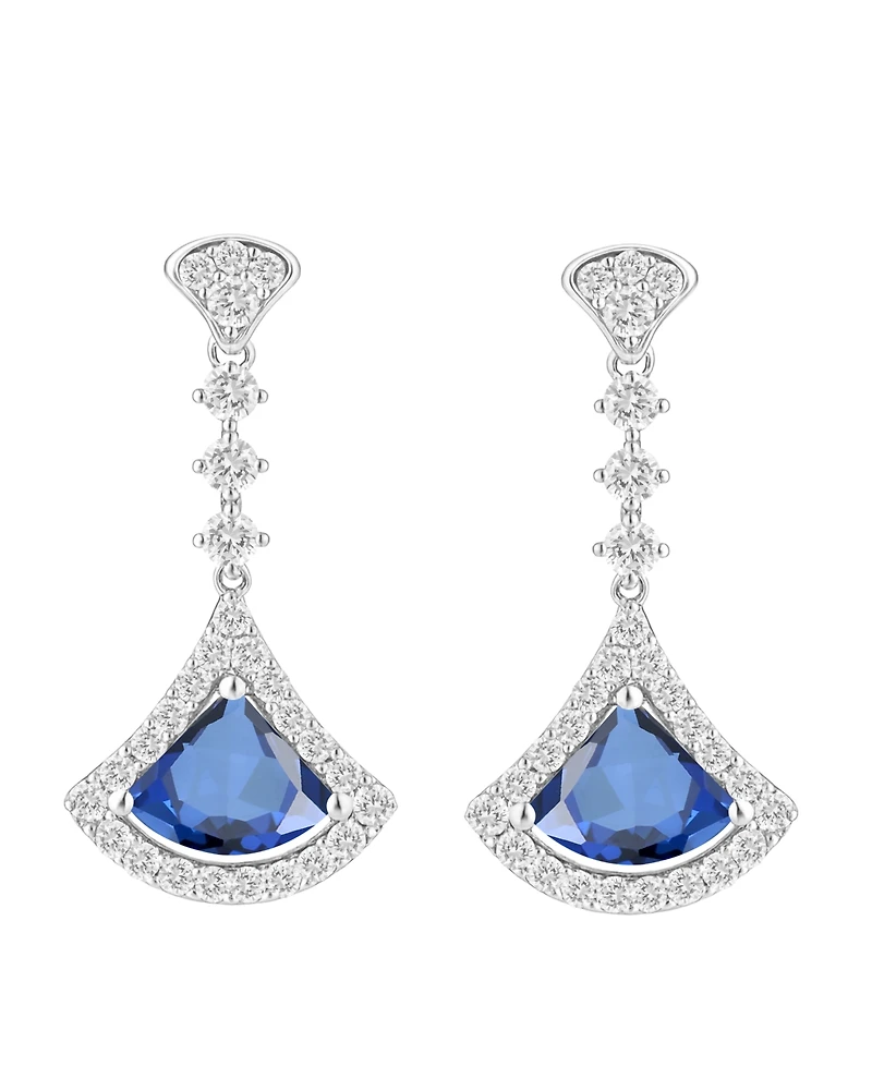 Macy's Lab-Grown Sapphire (1-1/4 ct. t.w.) and Lab-Grown White Sapphire (1-1/2 ct. t.w.) Drop Earrings in Sterling Silver