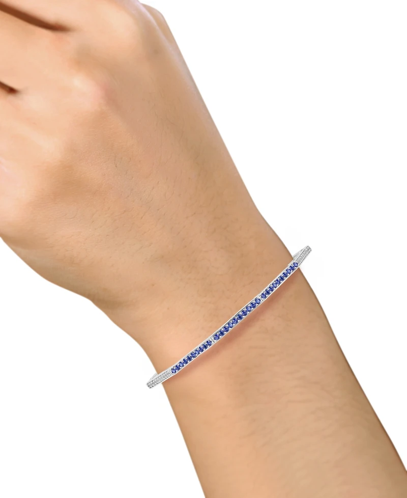 Macy's Lab-Grown Sapphire (1/2 ct. t.w.) and Lab-Grown White Sapphire (1/3 ct. t.w.) Bangle in Sterling Silver