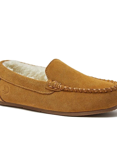 Lands' End Kids Fuzzy Lined Suede Moccasin Slippers