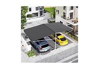 Aecojoy Free Standing Retractable Awning, 10'x10' Dual Side Patio Awnings Outdoor Manual Sun Shade Shelte