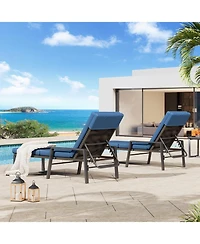 Aecojoy Chaise Lounge Chairs for Outside Set of 2, Adjustable Wicker Pe Rattan Patio Pool Recliner Chair with Removable Cushion