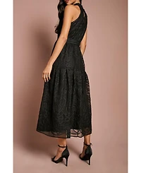 Coast Women's Lace Organza Belted Halter Midi Dress