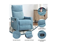 Casainc Heat Massage Manual Recliner Chair with Rocker and Swivel Fabric for Living Room