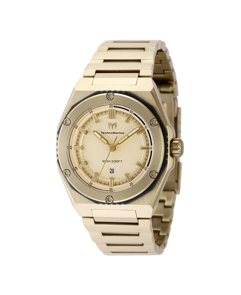 Technomarine Women's Tm-416045 Coral Quartz 3 Hand Gold Dial Watch