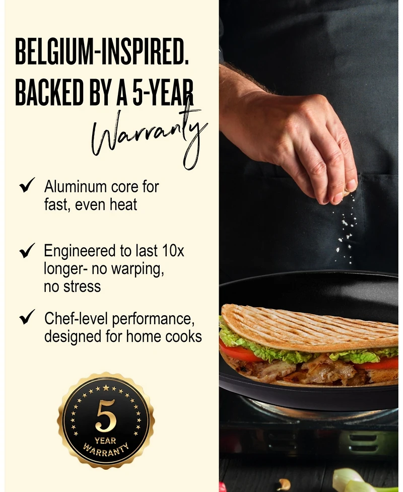 Alva Energy 13.4" Oval Nonstick Ceramic Fish Frying Pan – Non-Toxic, Pfas-Free, Whole Fish Ready