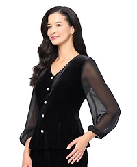 Alex Evenings Petite Button Detailing V-Neck Top
