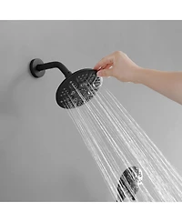 Single-Handle 1-Spray Round Rain Shower Faucet with Dual Function Pressure Balance Valve in Matte Black (Valve Included)