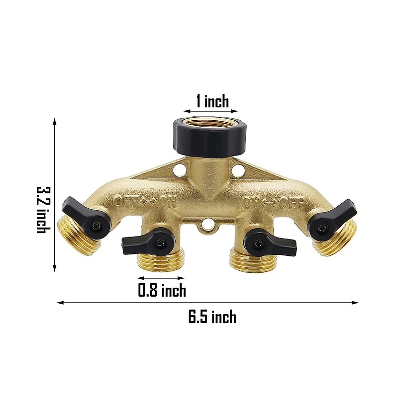 Twinkle Star 4 Way Heavy Duty Garden Hose Splitter Spigot Adapter with Valves