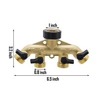 Twinkle Star 4 Way Heavy Duty Garden Hose Splitter Spigot Adapter with Valves