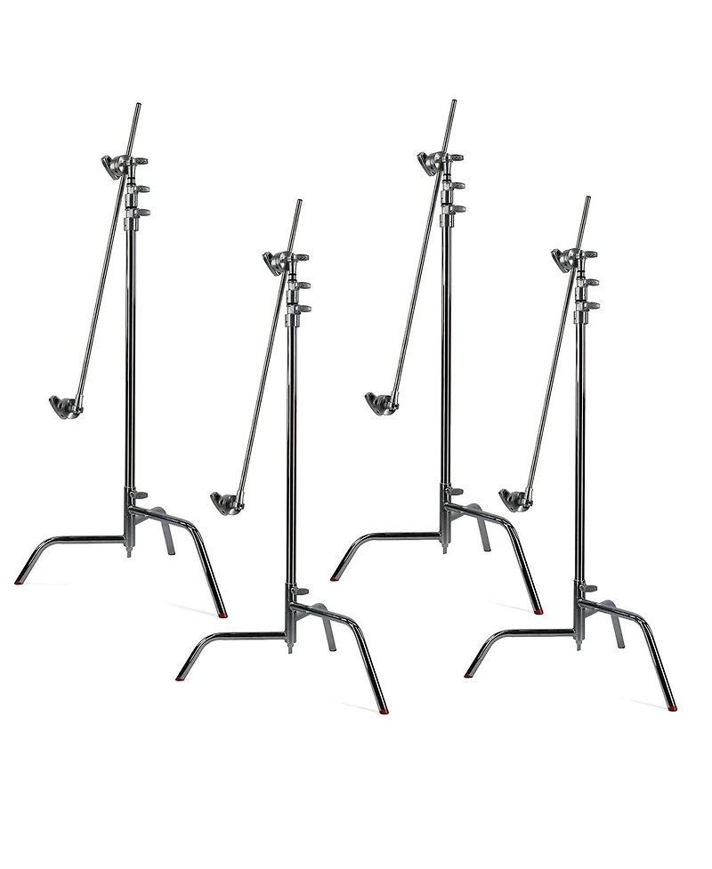 Matthews 40" C+ Stand with Turtle Base and Grip Head and Arm, Chrome, 4-Pack