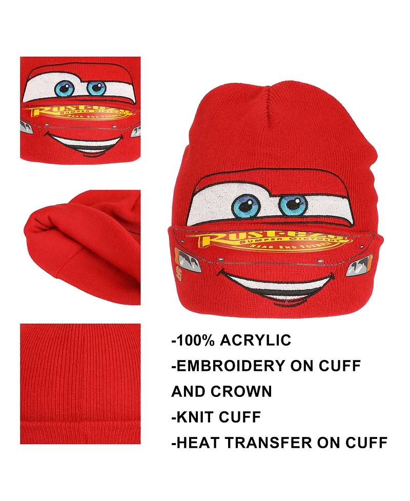Cars Men's Lightning Mcqueen Face Cuff Beanie