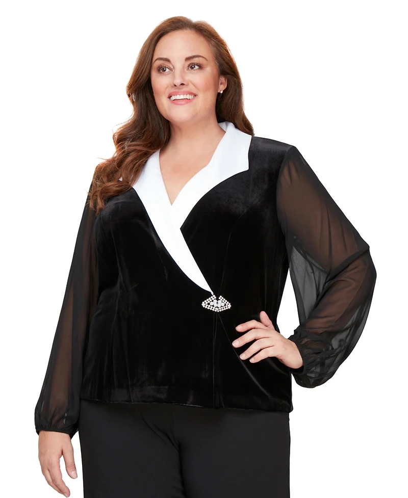 Alex Evenings Plus Side Button Top