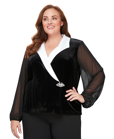 Alex Evenings Plus Side Button Top