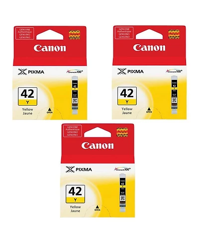 Canon Cli-42 Yellow Ink Cartridge for Pixma Pro-100 Inkjet Photo Printer, 3-Pack
