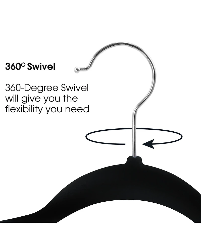 Elama Home 50 Piece Flocked Velvet Clothes Hangers with Stainless Steel Swivel Hooks Pink