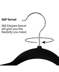 Elama Home 50 Piece Flocked Velvet Clothes Hangers with Stainless Steel Swivel Hooks Pink