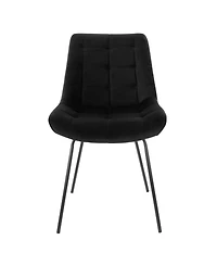 Elama 2 Piece Tufted Chair in Black with Metal Legs