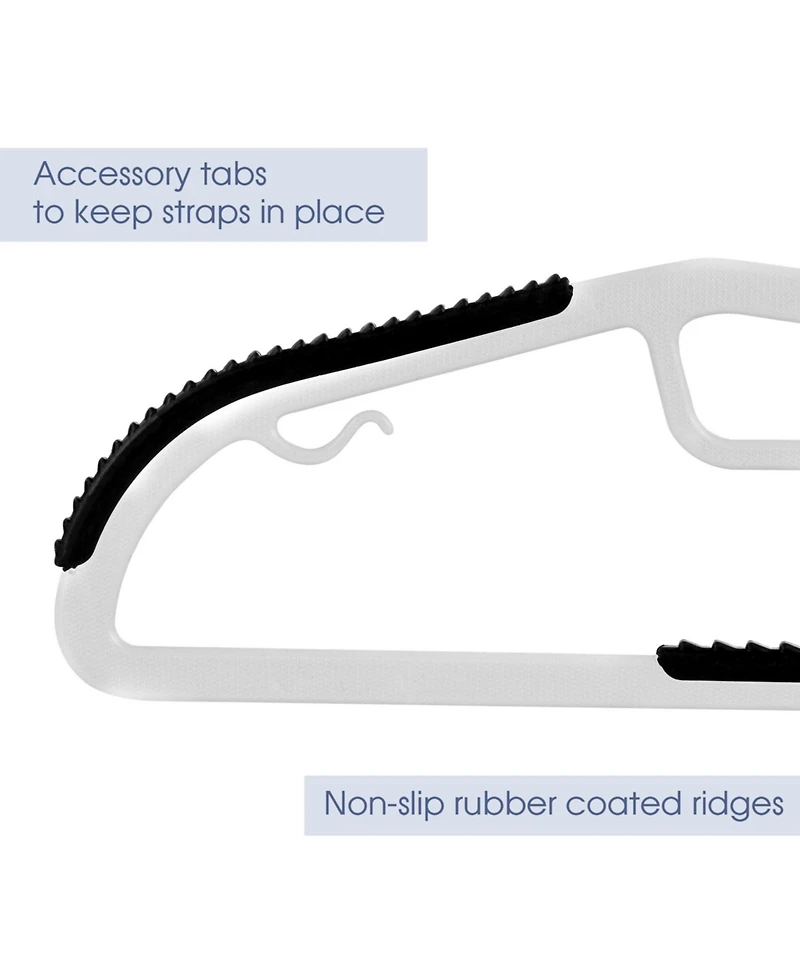 Elama Home 50 Piece Non Slip Hanger with U-slide in White and Black