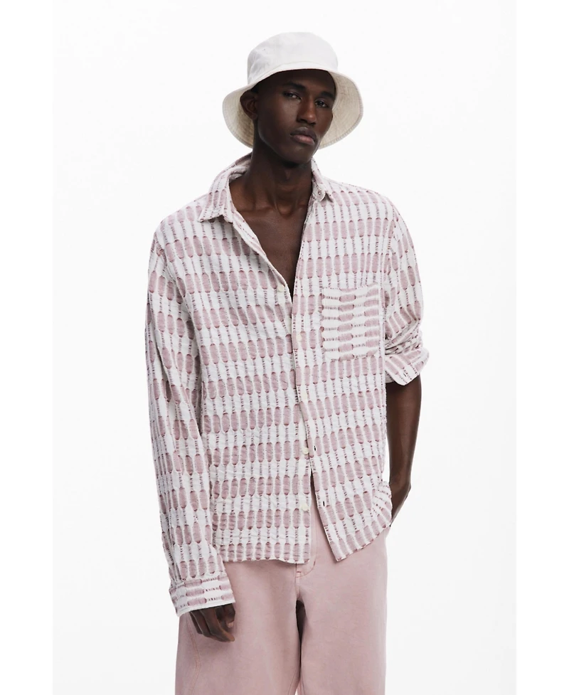 Desigual Men's Long-sleeve openwork shirt