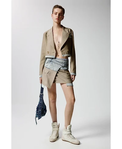 Desigual Women's Crop blazer with two materials