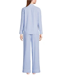 Lands' End Women's Cotton Poplin 2 Piece Pajama Set - Long Sleeve Top and Pants