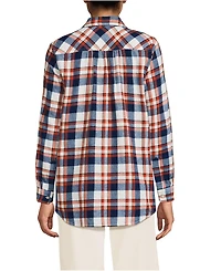Lands' End Women's Petite Flannel Boyfriend Fit Long Sleeve Shirt