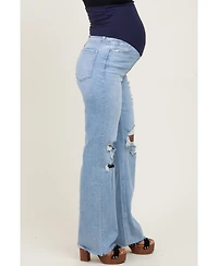 Pinkblush Maternity Light Blue 90'S Vintage Super High Rise Flare Maternity Jeans