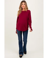 Pinkblush Maternity Burgundy Exposed Seam Long Sleeve Top