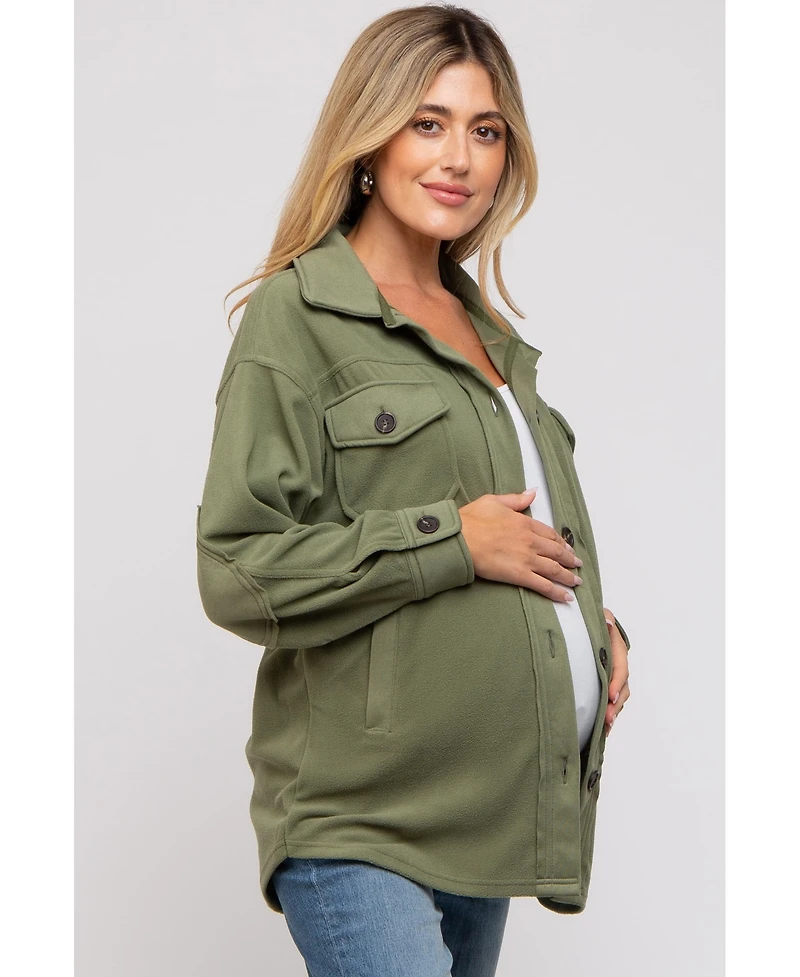 Pinkblush Maternity Beige Fleece Double Front Pocket Jacket