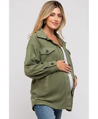 Pinkblush Maternity Beige Fleece Double Front Pocket Jacket