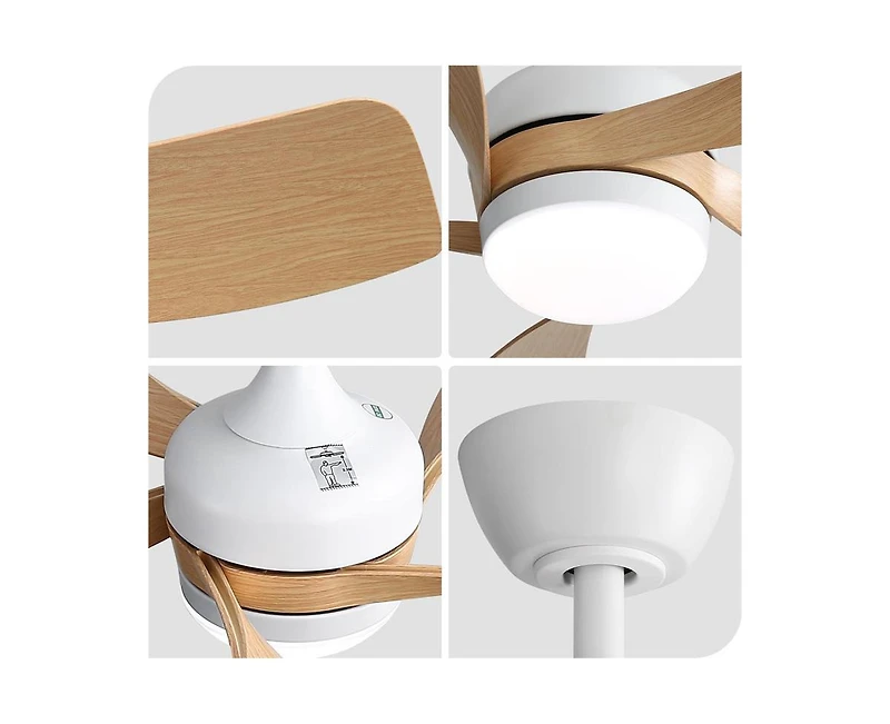 Sofucor 52-inch Modern Downrod Indoor Abs 5 Blades Led Light with Remote Control Support Six Speed Ajustable Ceiling Fan