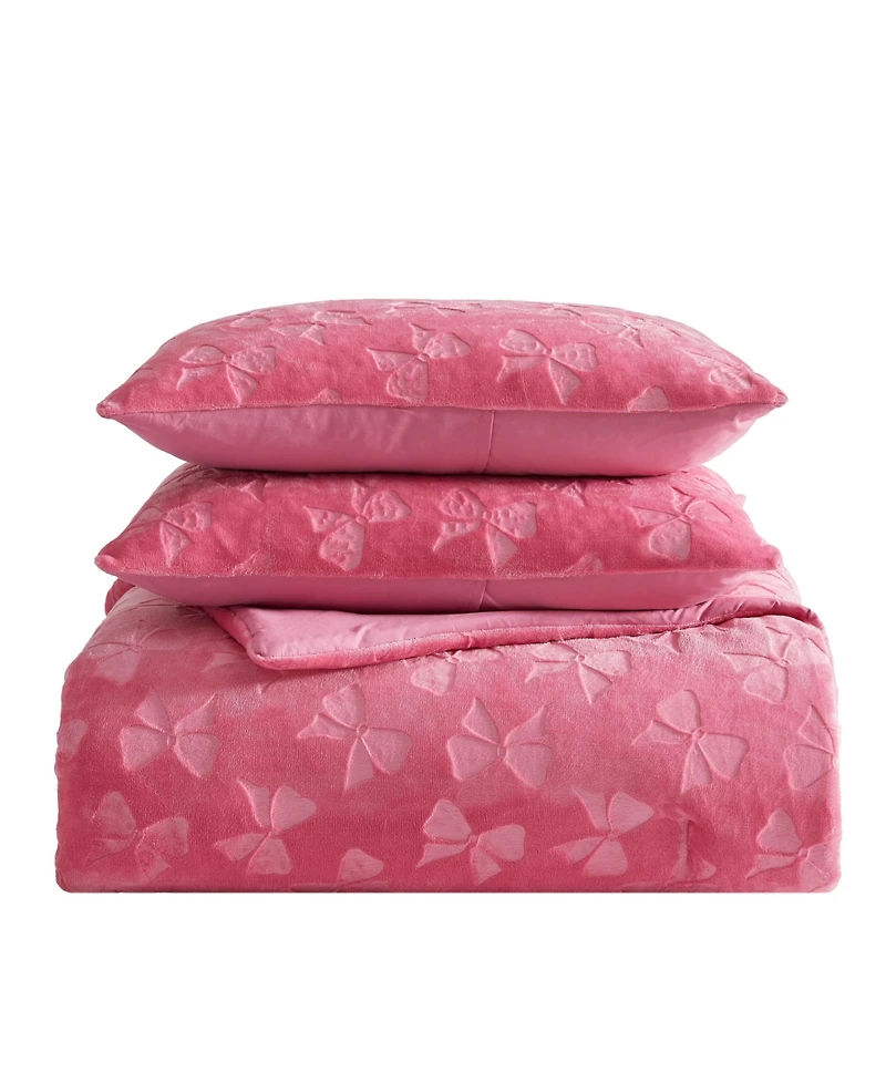 Betsey Johnson Flirty Bows Embossed Plush Comforter Set
