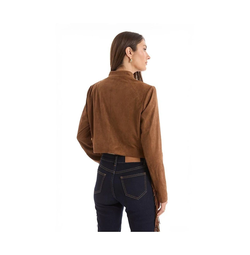 The Noli Shop Women's Yasmin Suede Jacket - Cognac