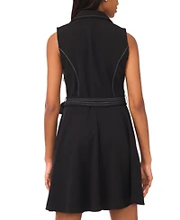 Msk Women's Sleeveless Self Belt Wrap Dress