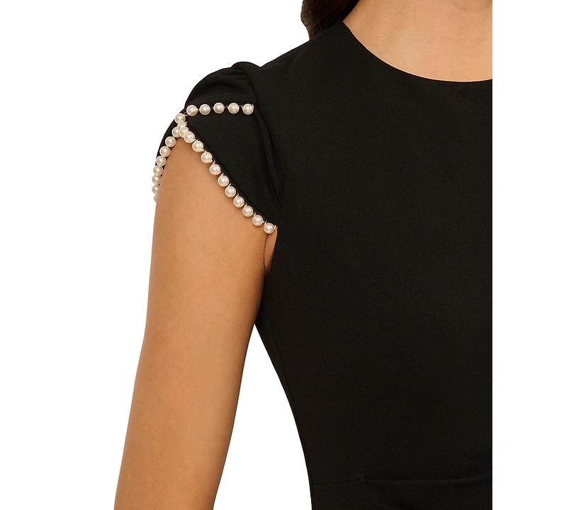 Adrianna Papell Women's Crew Neck Petal Sleeve Sheath Dress