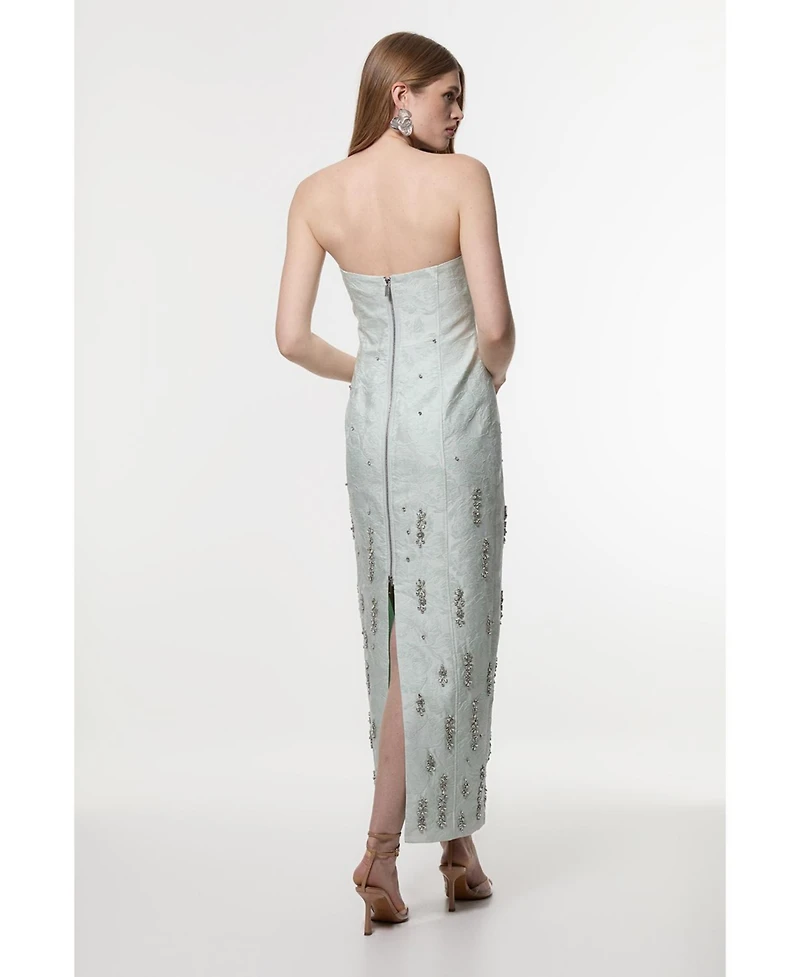 Karen Millen Crystal Embellished Strapless Midi Dress