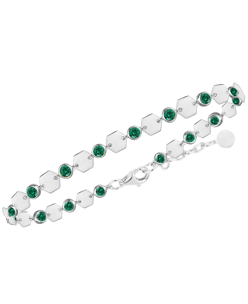 Macy's Lab-Grown Emerald Luna Bracelet (1-1/2 ct. t.w.) in Sterling Silver