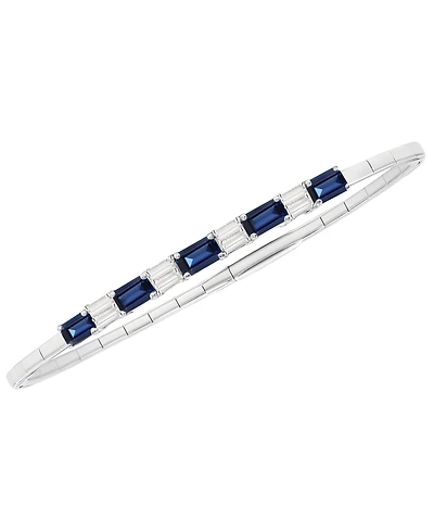 Macy's Lab-Grown Sapphire (1-1/2 ct. t.w.) and Lab-Grown White Sapphire (1/3 ct. t.w.) Bangle in Sterling Silver