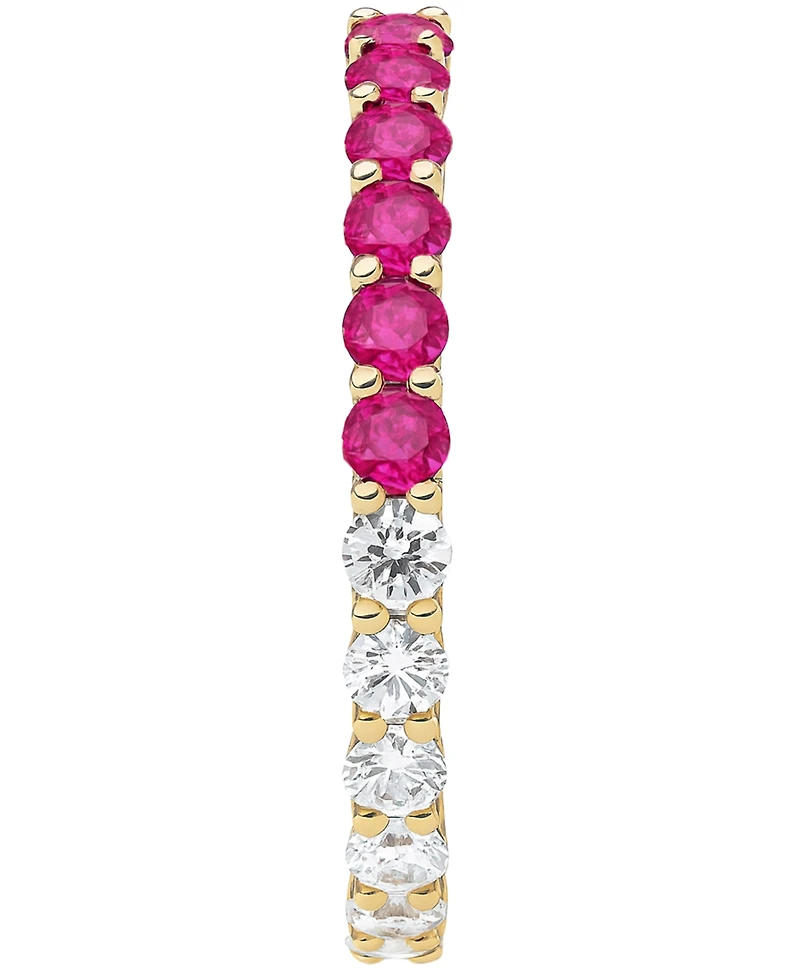 Macy's Lab-Grown Ruby (1 ct. t.w.) and Lab-Grown White Sapphire (1 ct. t.w.) Band Ring in 14K Gold Over Sterling Silver