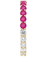 Macy's Lab-Grown Ruby (1 ct. t.w.) and Lab-Grown White Sapphire (1 ct. t.w.) Band Ring in 14K Gold Over Sterling Silver